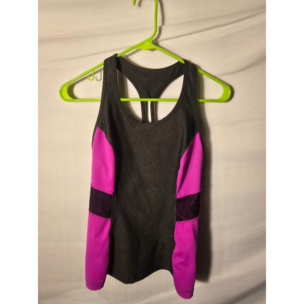 EXP Women’s Tanktop Built in Bra Running Top tank Racerback Medium Gray Pink
